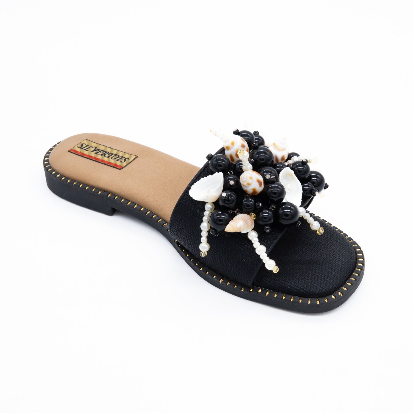 SHELLED AND BEADED CUSHIONED PARTYWEAR FLATS