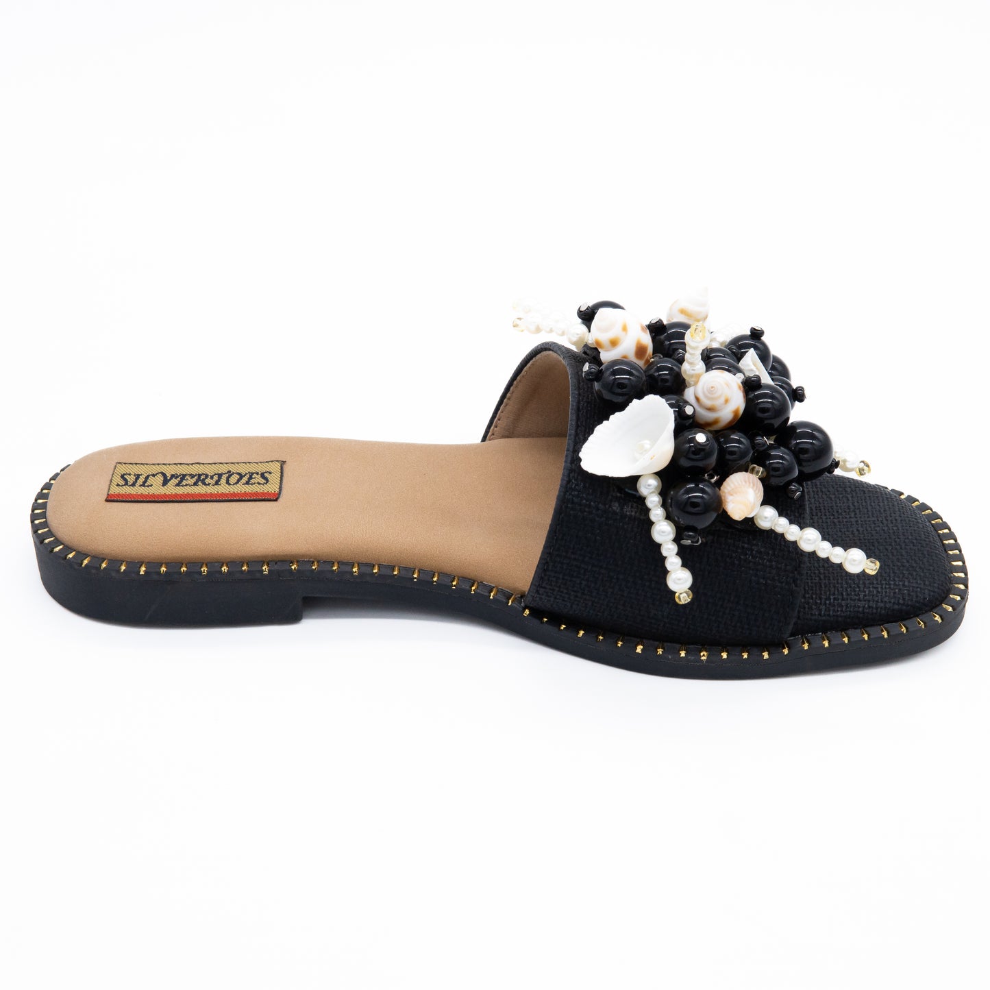 SHELLED AND BEADED CUSHIONED PARTYWEAR FLATS