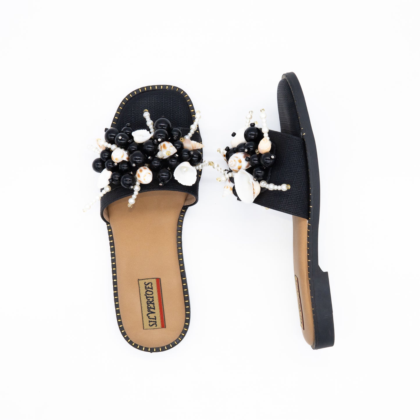 SHELLED AND BEADED CUSHIONED PARTYWEAR FLATS