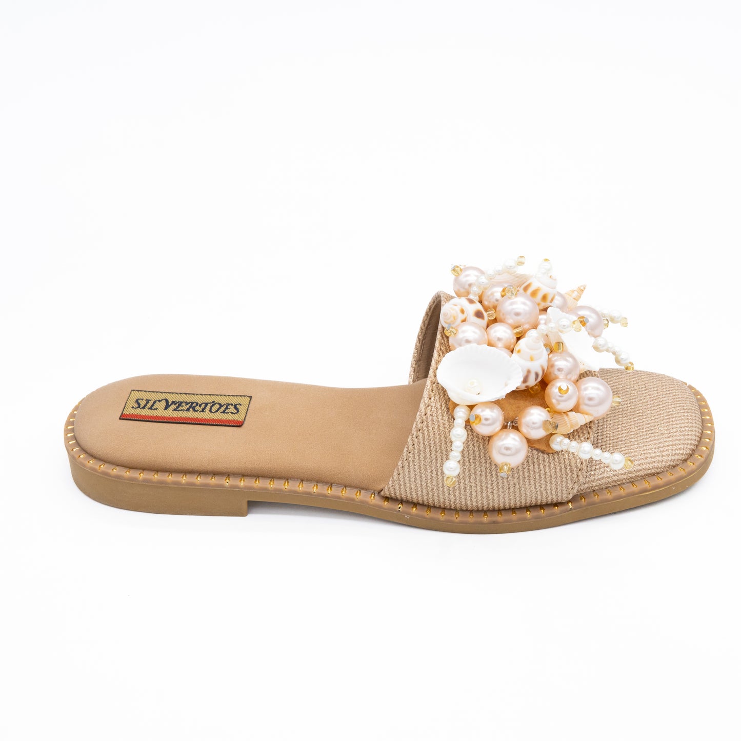 SHELLED AND BEADED CUSHIONED PARTYWEAR FLATS