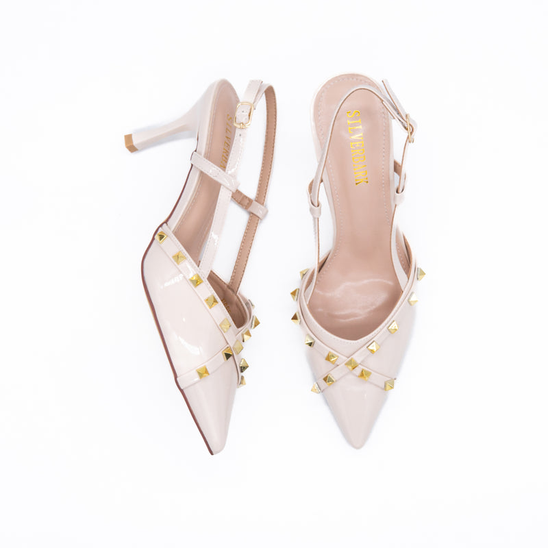Women's  Patent Slingback Heels with Gold Stud Detailing