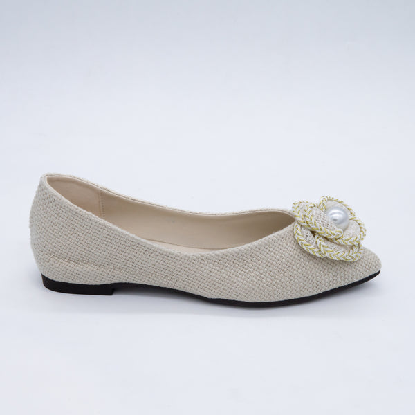 PearlBloom Textured Ballerina Flats