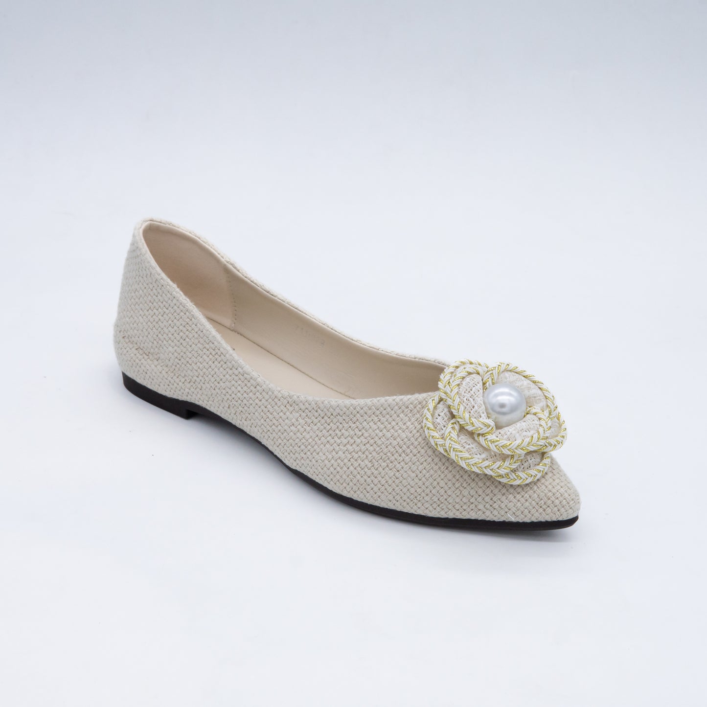 PearlBloom Textured Ballerina Flats