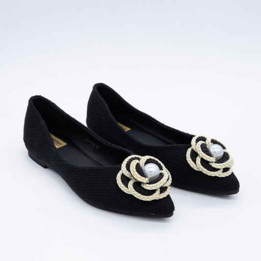 PearlBloom Textured Ballerina Flats