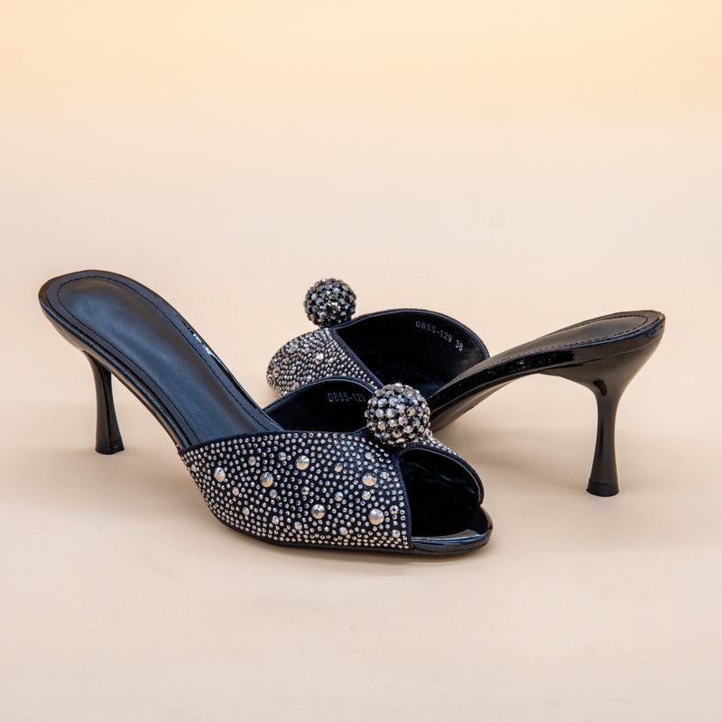 Crystal Bloom Stiletto Mules