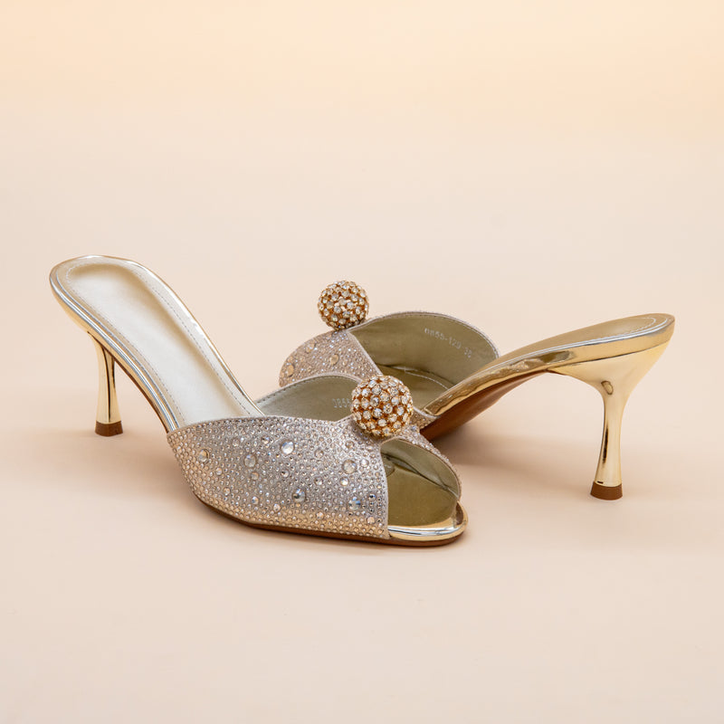 Crystal Bloom Stiletto Mules
